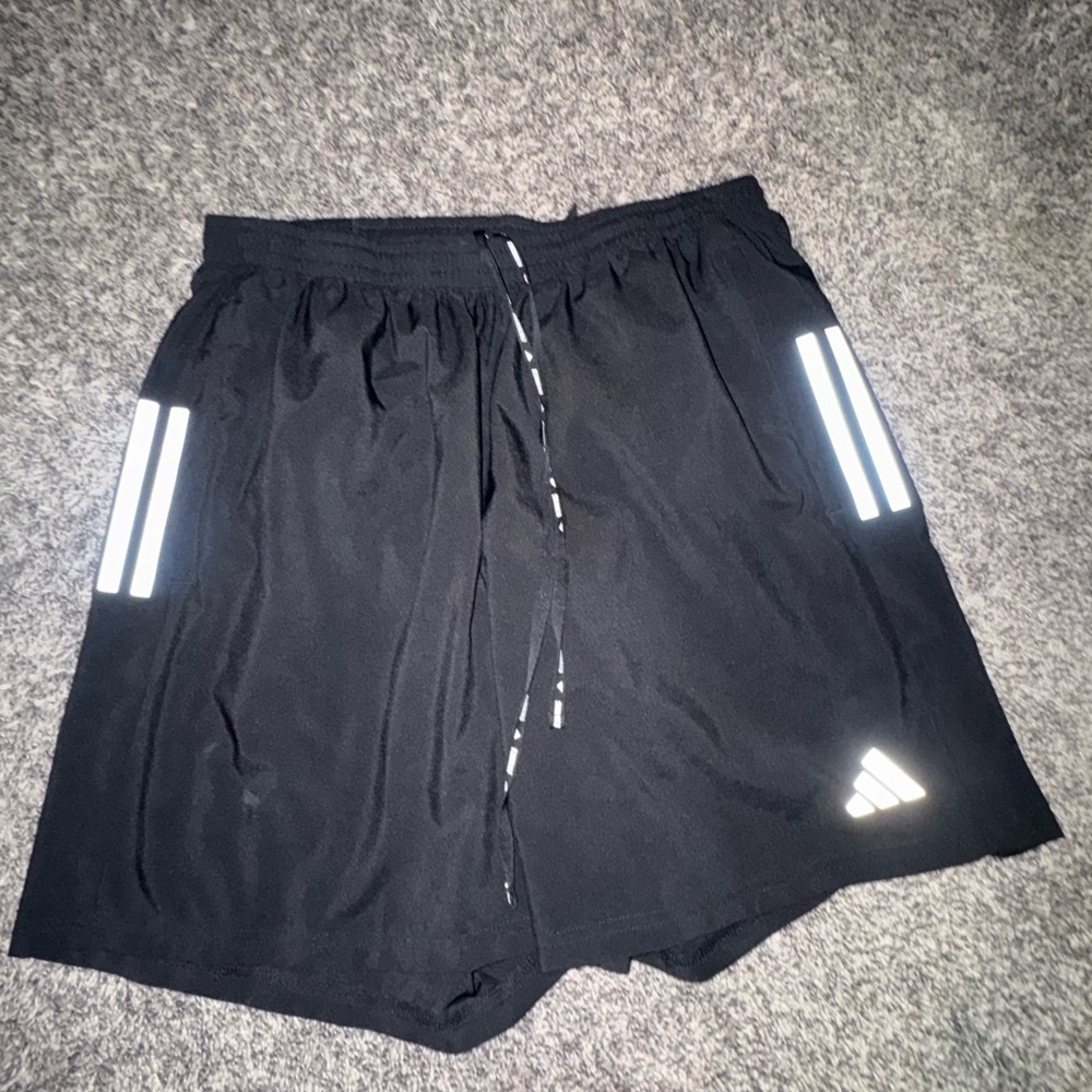 Adidas Men's Black Athletic Shorts with White Accents